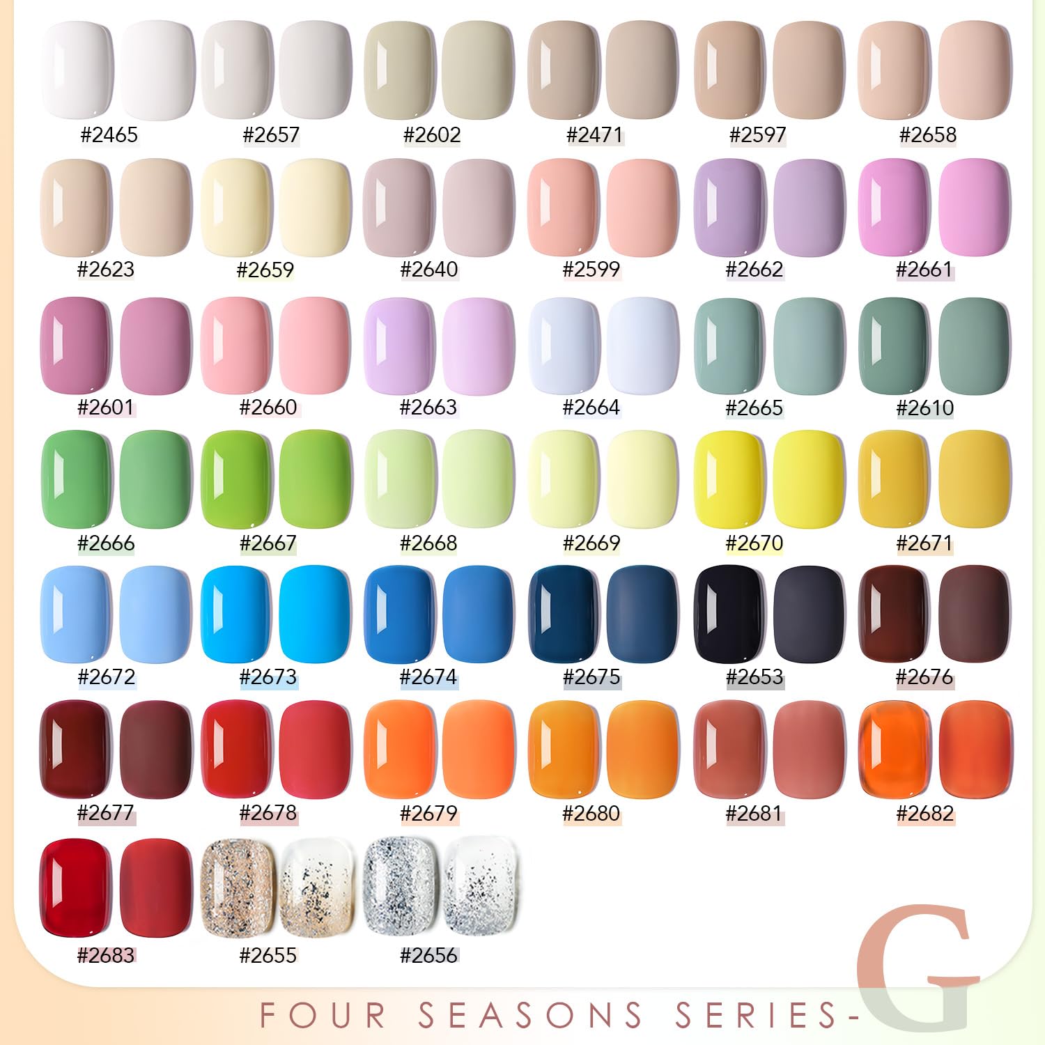 GAOY 42 Pcs Gel Nail Polish Kit, Green Blue Jelly Orange Glitter Colors All Seasons Gel Nail Polish Set with Glossy & Matte Top Coat and Base Coat for Salon and DIY Manicure at Home