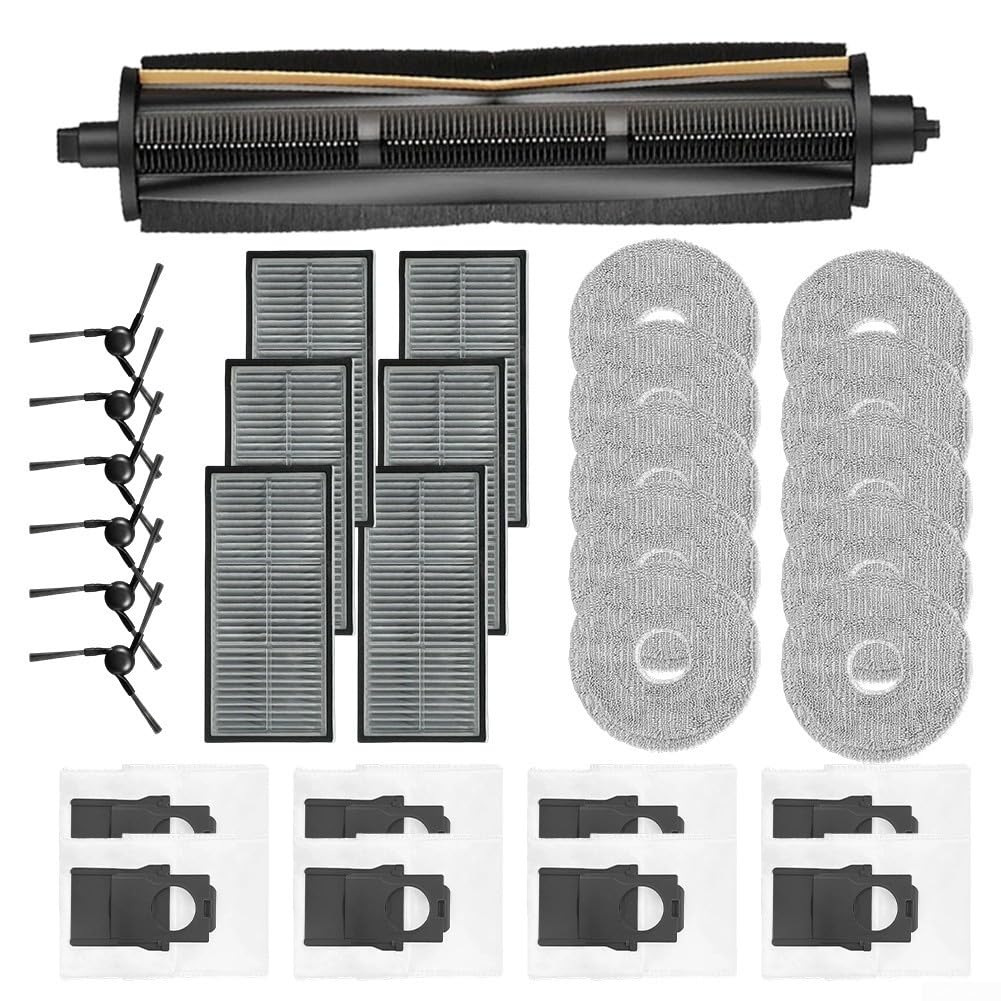 Mova-E40 Ultra, para aspiradora robot Trouver-E40 Ultra, kit de piezas de repuesto con cepillo de rodillo, cepillos laterales, filtros HEPA, almohadillas de fregona, bolsas de polvo para
