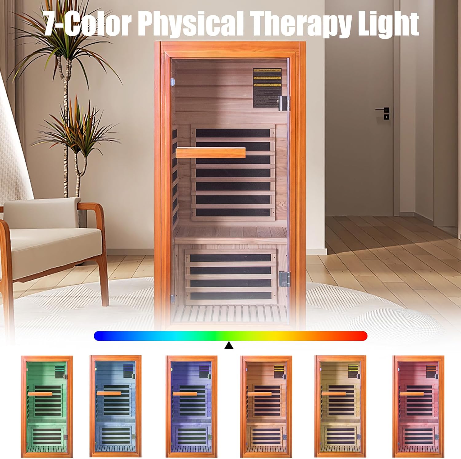 Single Person Far Infrared Sauna – 1065W 110V Indoor Wooden Dry Sauna with Red Light Therapy  Bluetooth Speaker – 31.5 x 31.5 x 63 inches Easy Assemble