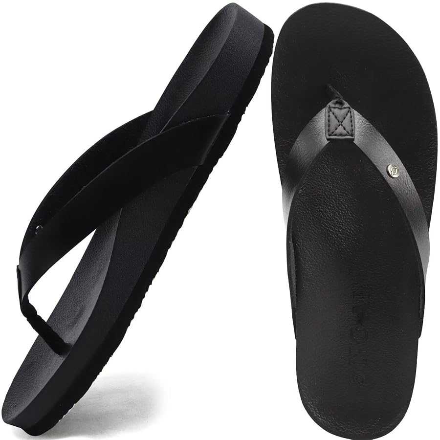 Amazon.com | ONCAI Womens Flip Flops For Women Comfortable Strap Yoga Mat  Non-Slip Women's Thong Sandal Casual Summer Beach Slippers With Arch  Support Black Size 6 | Flip-Flops