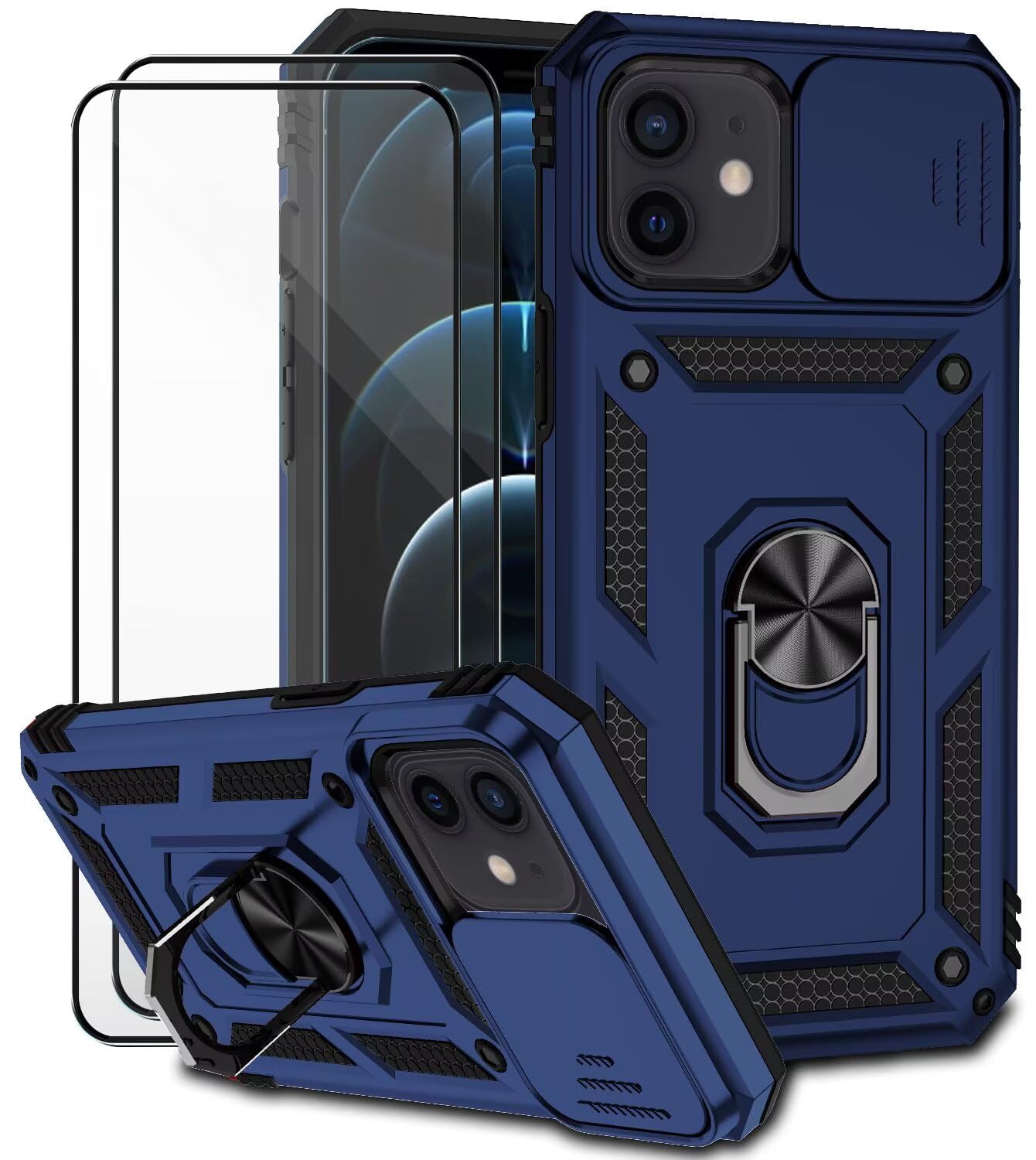 Coque iPhone 12 Pro antichoc avec protège-écran intégré bleu - 3