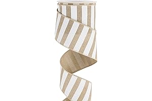 MEEDEE Burlap Ribbon with White Stripe for Door Decor