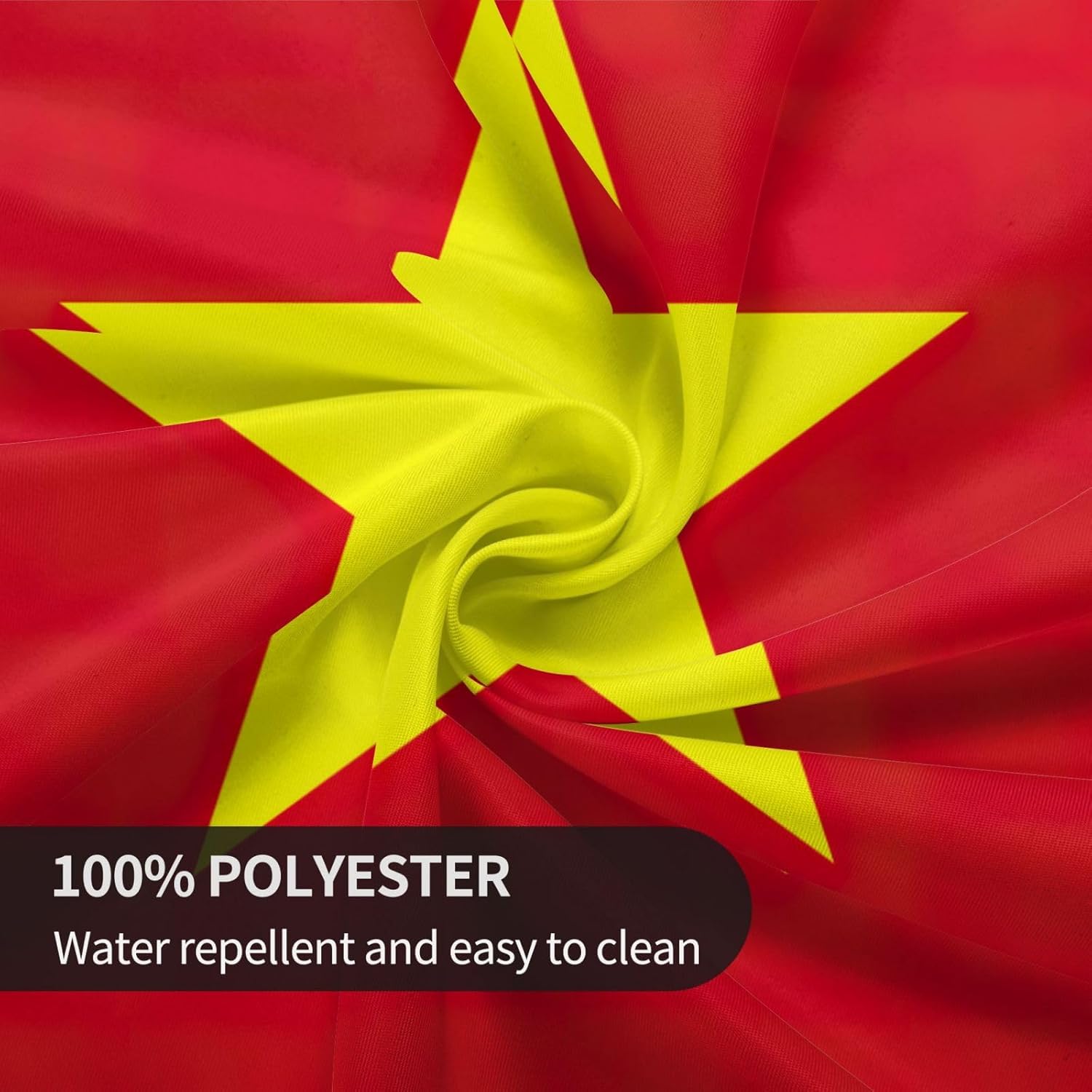 Vietnamese Flag Print Wrinkle Free Dining Table Cover for Birthday Party Farmhouse Tablecloths Up to 60 x 60 Inches