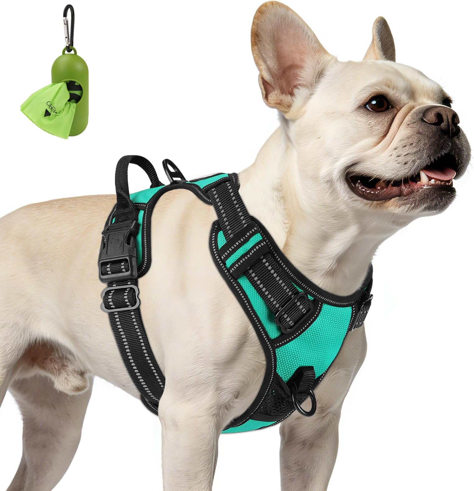 Joytale No Pull Dog Harness for Small Dogs, Reflective Pet Vest with Front Clip, Adjustable Soft Padded Harnesses with Easy Control Handle for Training and Walking, Teal, S