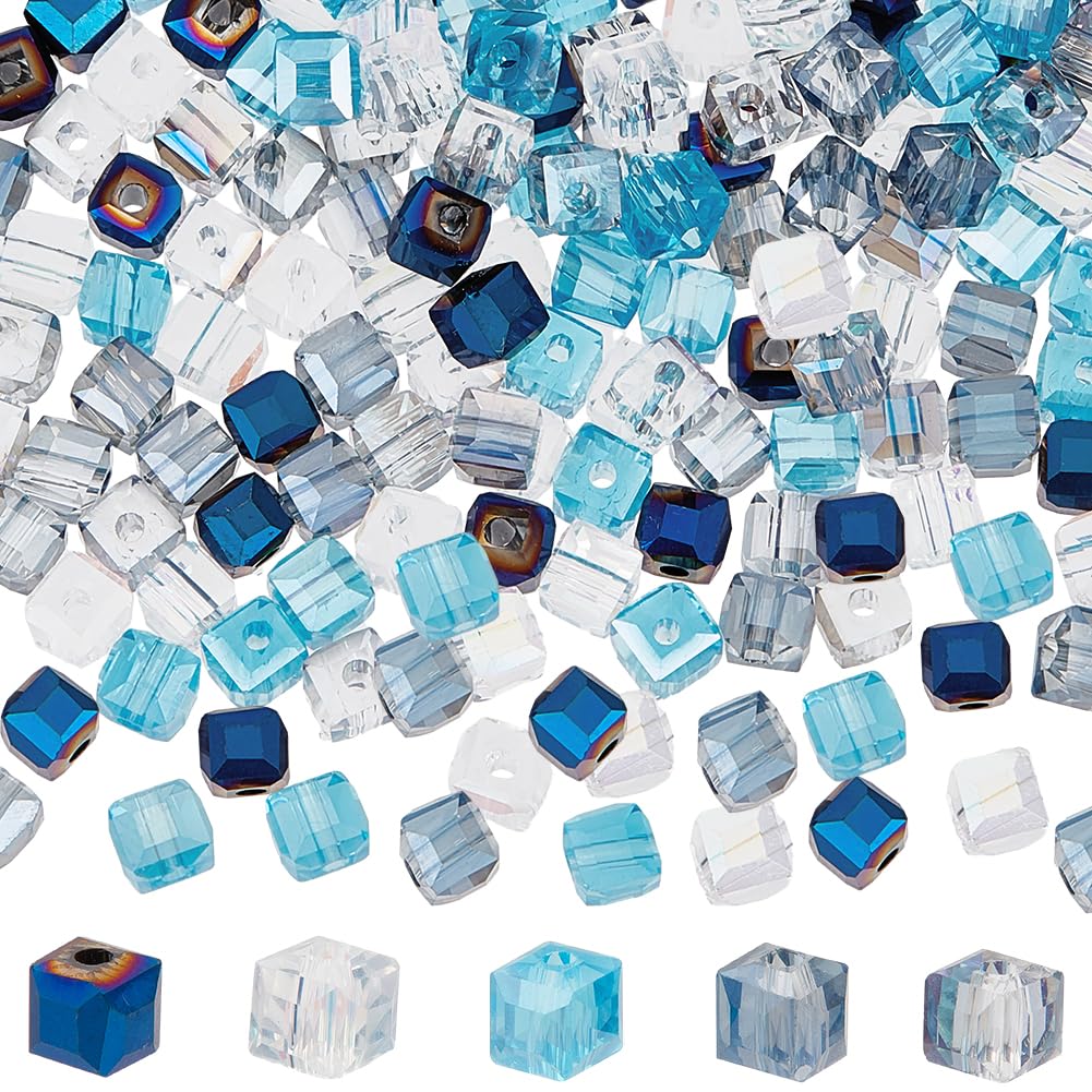 Perles en verre carrées bleues pour création de bijoux et bracelets débutants