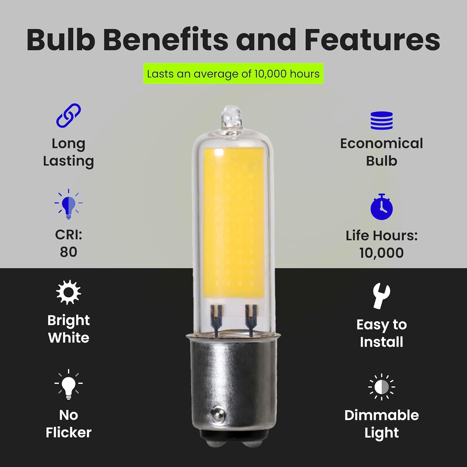 Feit Electric T4 LED Bulb, BA15D Base, 35W Equivalent, Non Dimmable, 3000K Warm White, 350 Lumens, 120V, 10,000 Hour Lifetime, Bayonet Base, BP35DC/830/LED/6, 6 Pack