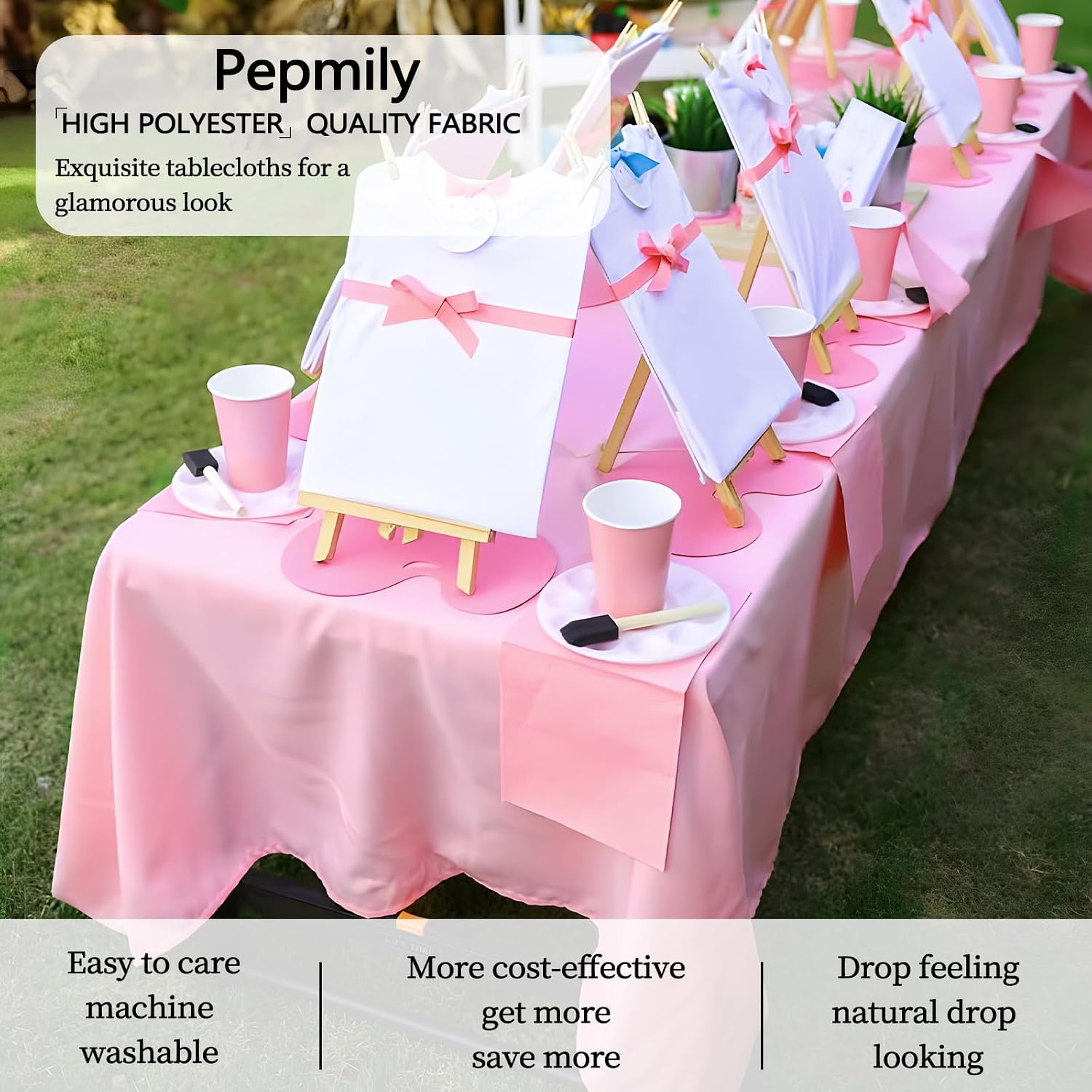 8 Pack 60 x 102 Inch Pink Tablecloth for 6 Foot Rectangle Tables image 3
