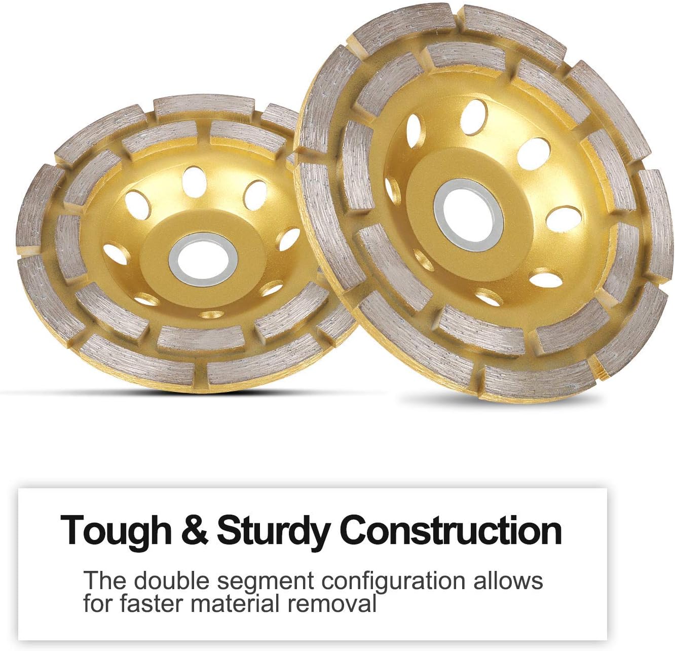 EEEkit 4-1/2-Inch Double-Row Diamond Cup Surface Grinding Wheel, 12-Segment Heavy Duty Turbo Row Concrete Grinding Wheel Disc for Angle Grinder, for Granite, Stone, Marble, Masonry, Concrete