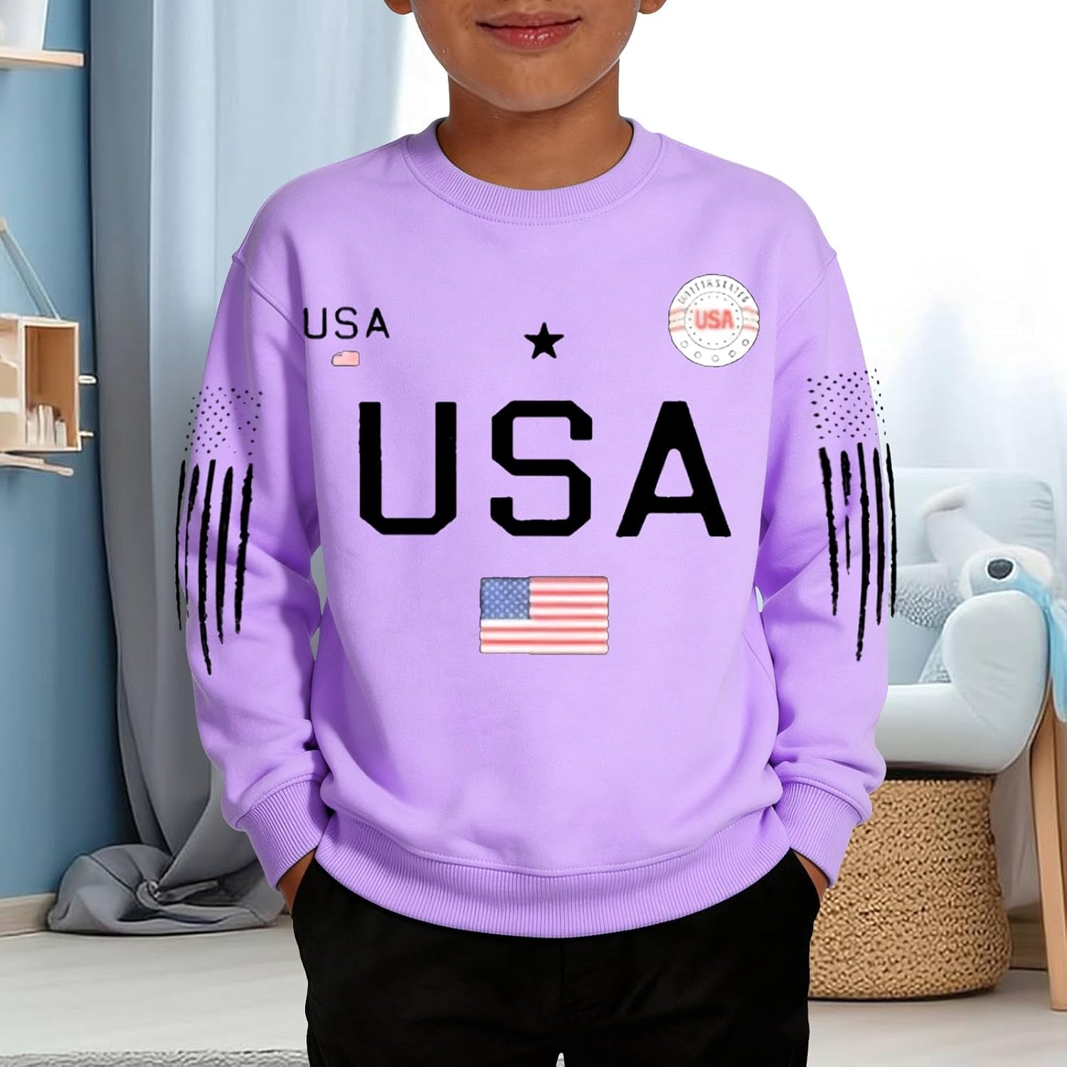 Girls Sweatshirt Printed Hoodie Long Sleeve Pullover Fall Fashion Hooded Top For Teen Girls With Pockets Purple 6 To 7 Years