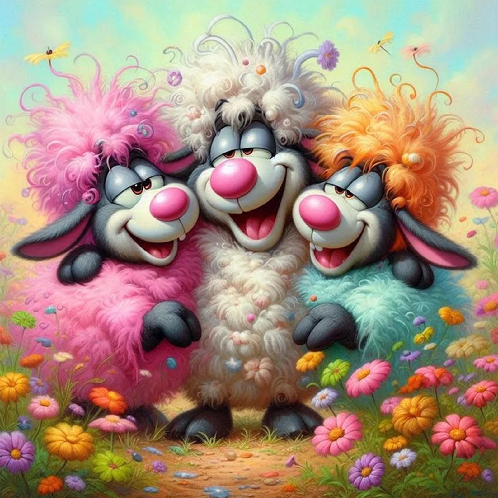Poetrydraw Lamb Full Diy 5D Round Drill Gem Art Diamond Art Painting Kits For Adults/Beginners Gift Idea Home Wall Decor Diamond Art Paintings Picture Arts Craft 15.75 X15.75 In