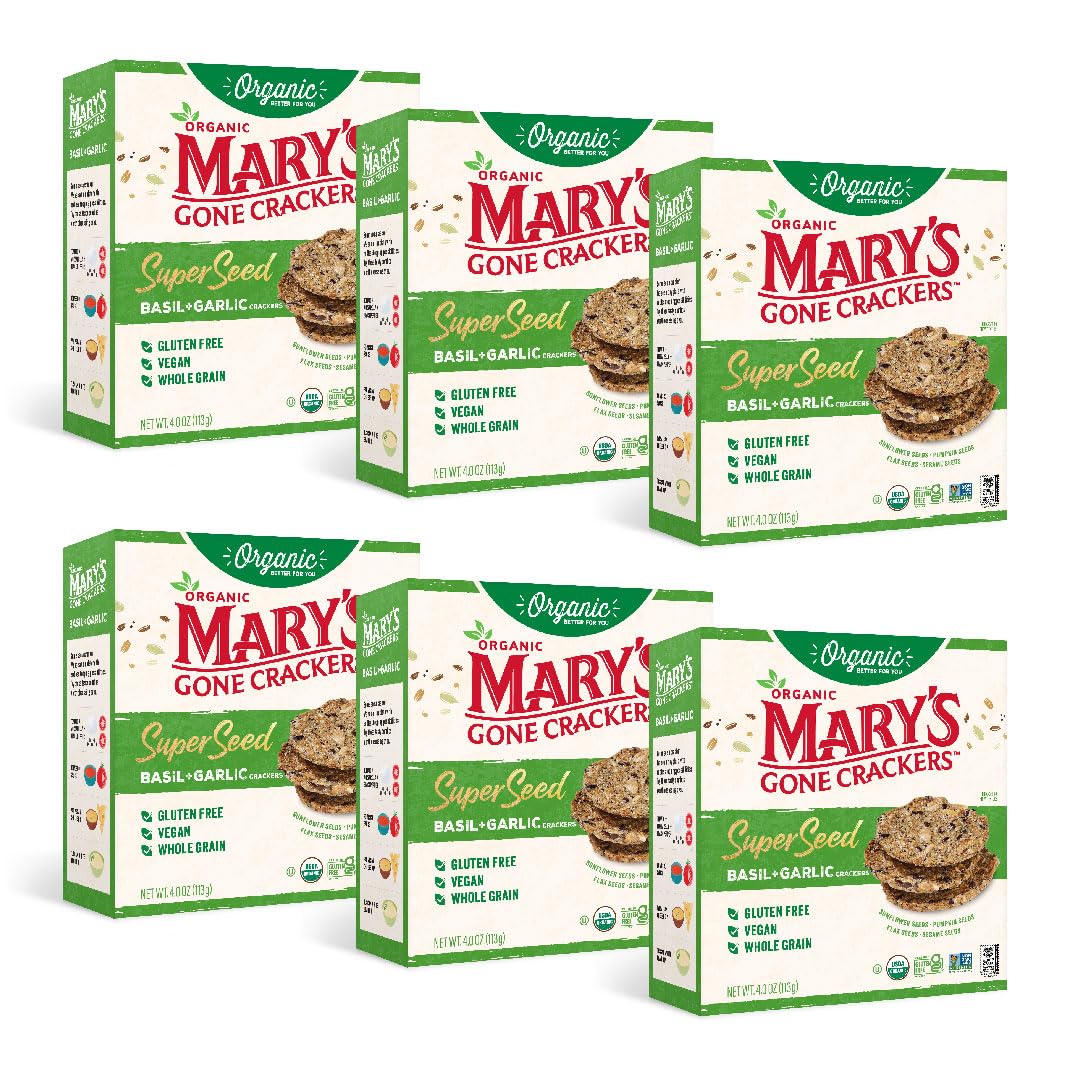 Marys Gone Crackers Super Seed Crackers, Basil & Garlic, 4 Ounce