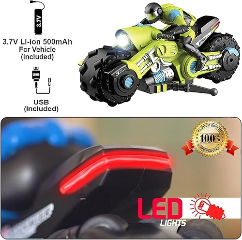 Miniatura 4 de Liberty Imports Vehículo de carreras de bicicleta de deriva con control remoto de motocicleta RC de 2.4Ghz - 110 RC ciclón de alta velocidad y