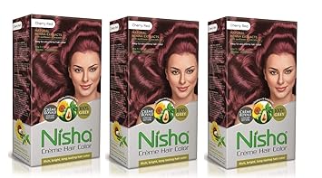 Nisha Semi-Permanent Cherry Red Crome Hair Colour For Women Men Hair Colour Damage Free Hair Color With Natural Herbs To Protect Hair Pack of 3