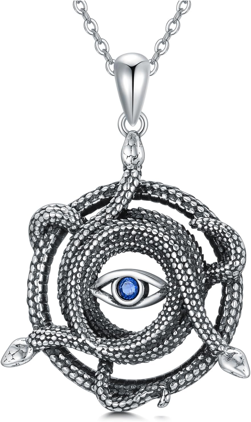 Snake Necklace 925 Sterling Silver Mysterious Snake Pendant Necklace Gothic Necklace Snake Jewelry Gift for Women Men