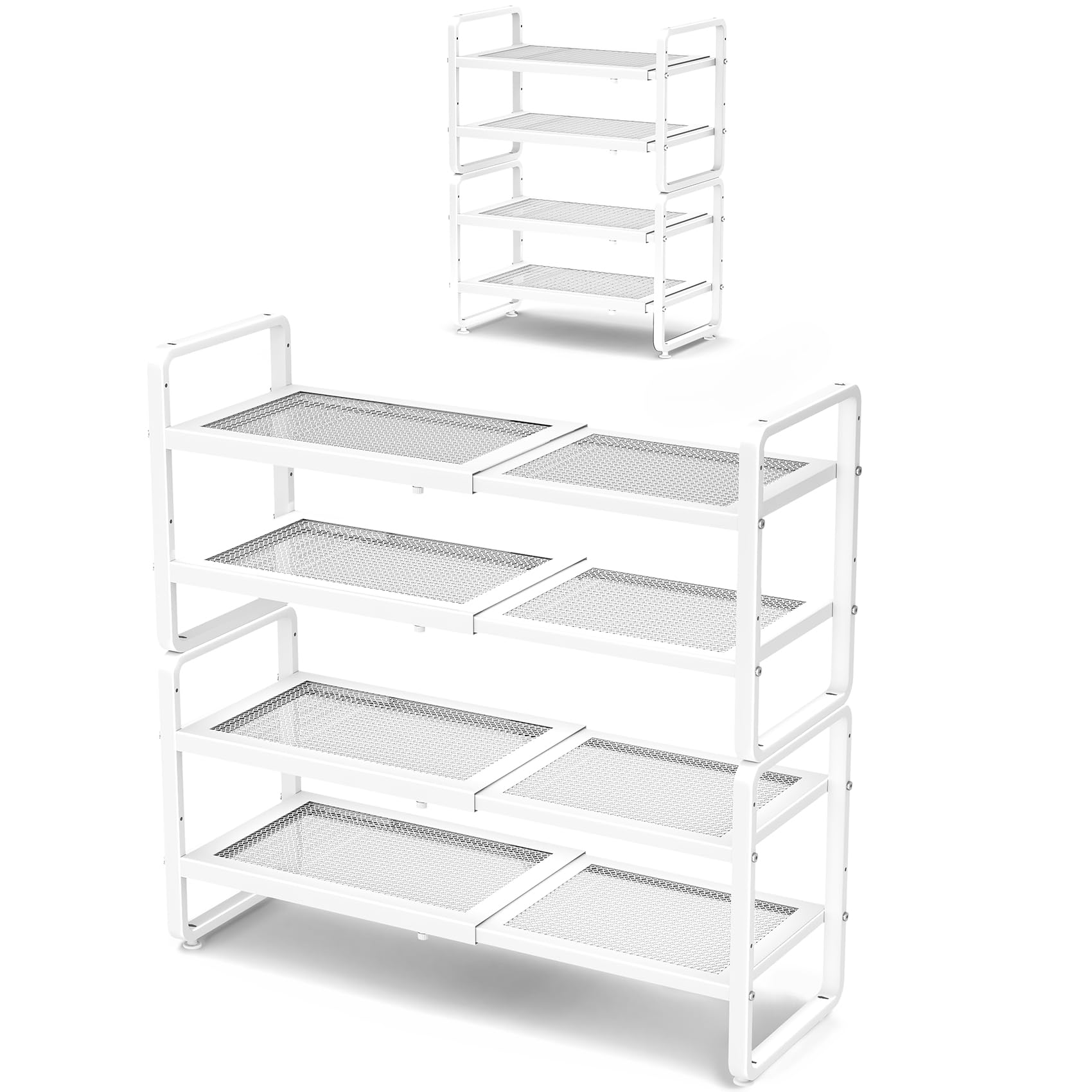 Photo 1 of SNTD Expandable Metal Shoe Rack, 4-Tier, White