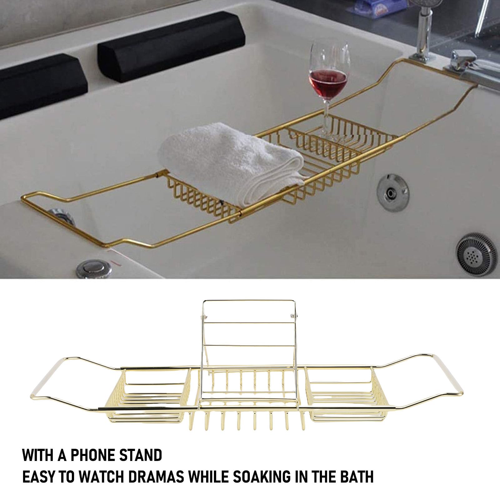 Annadue Bandeja para Bañera de Ducha de Acero Inoxidable Extensible sobre