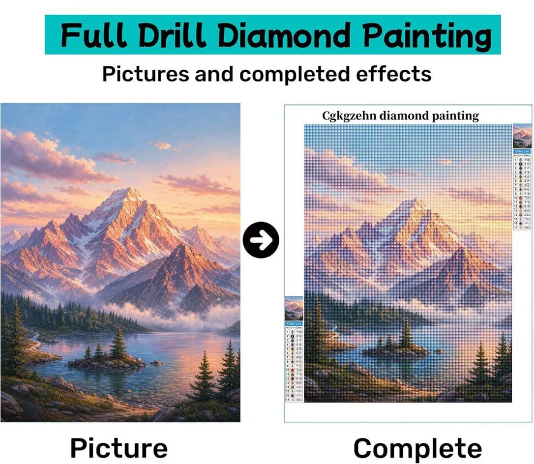 Diamond Painting Montaña, Manualidad Creativa y Relajante 100x130cm C8-128