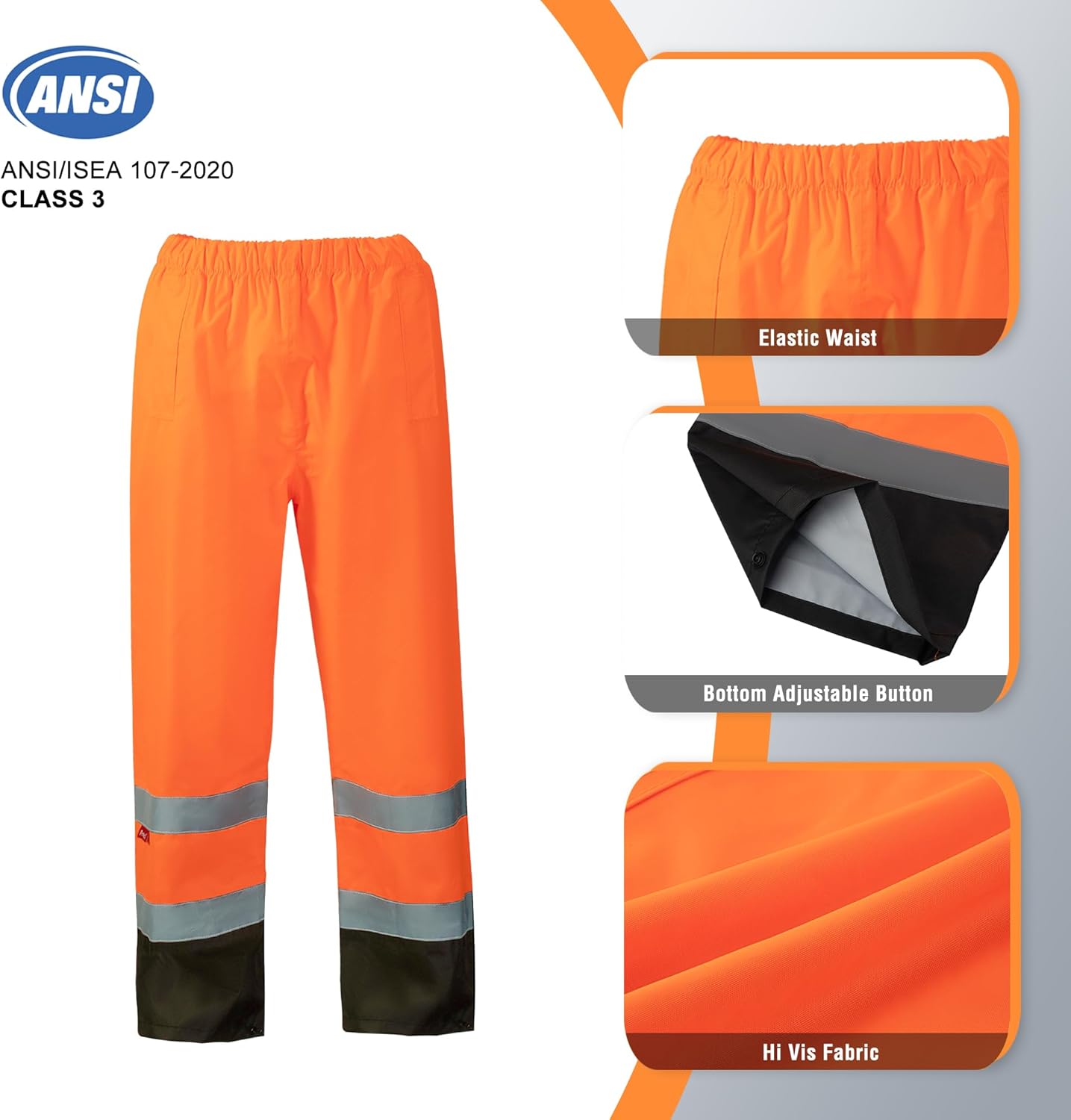 ProtectX High Visibility Waterproof Rain Gear for Men and Women, Hi Vis Reflective Safety Rain Jacket and Pant Suits Workwear - Image 4