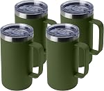 DOMICARE 24oz Mug avec poignée et couvercle, tasse à café en acier inoxydable, coupe isolée réutilisable, tasse de voyage avec poignée, gobelet à vide double mur pour hommes et femmes, Marine, Pack 1