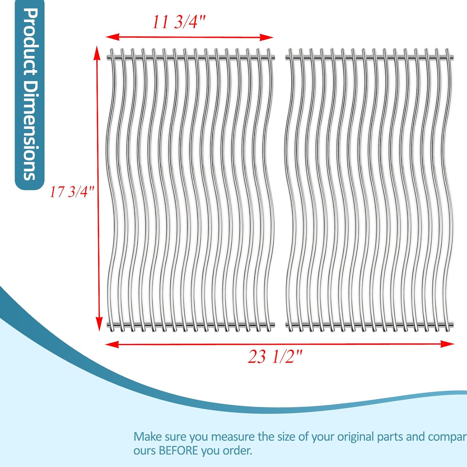 S8C013 (2-Pack) 17 3/4" Stainless Steel Solid Rod Cooking Grids Replacement for Napoleon Rogue 425 Grills
