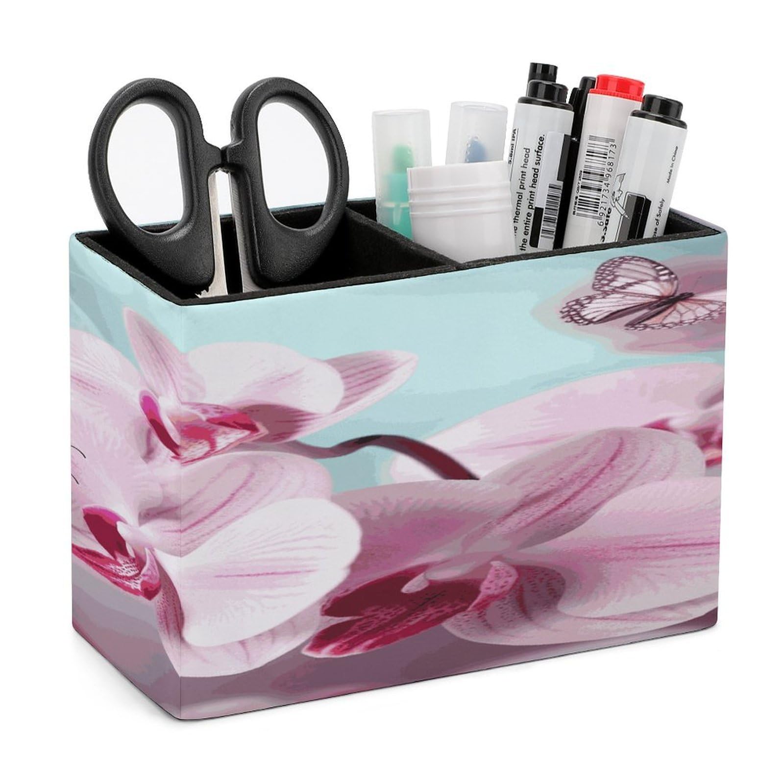 Organiseur de bureau polyvalent en cuir pour pinceaux de maquillage et crayons