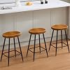 Counter Stools Set of 3, Modern 24 inch Counter Height Stools, Faux Leather Backless Barstools for Kitchen Island Whiskey Brown, 3 PCS 24 Height