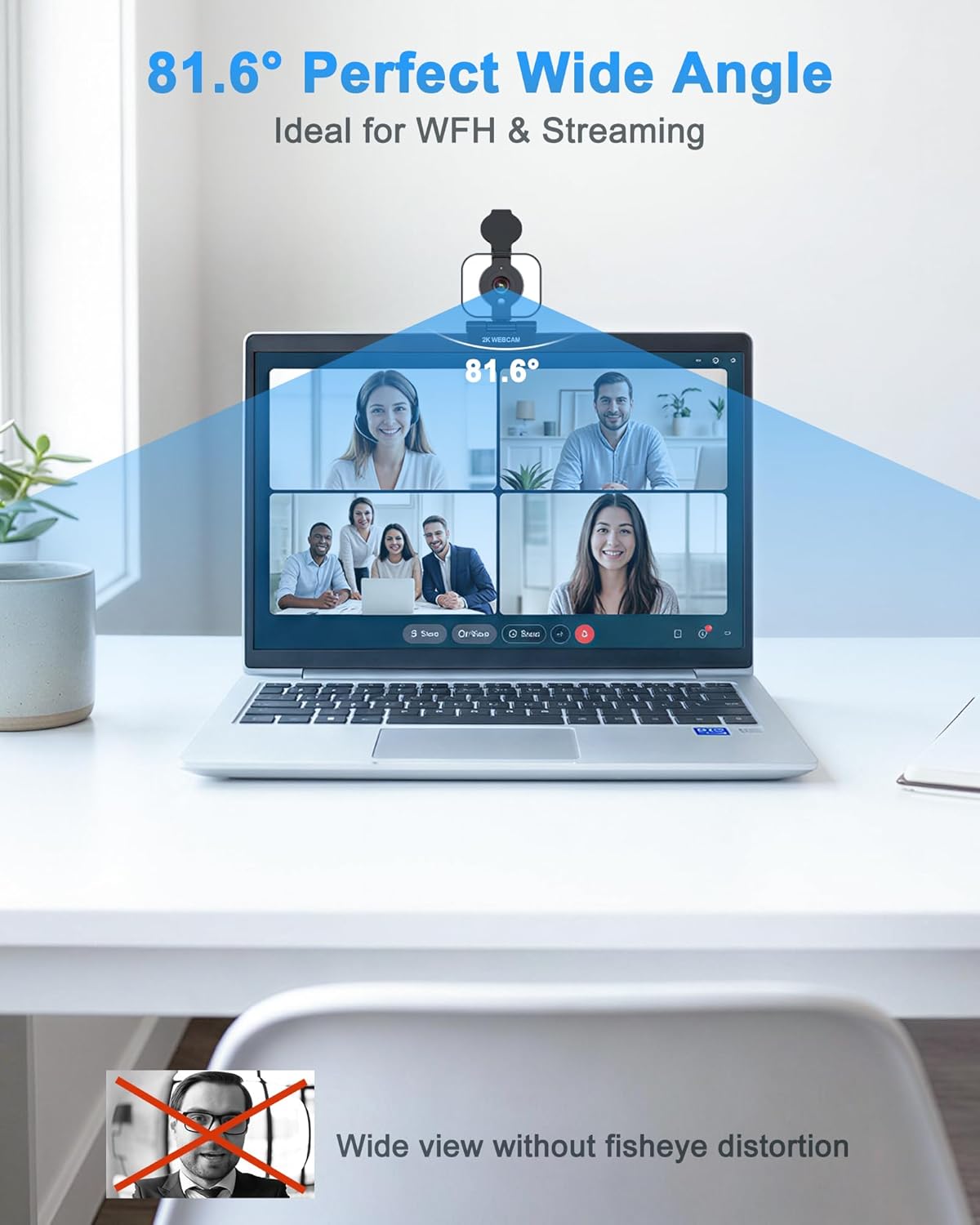 Atatat 2K Webcam for PC with Microphone & Light & Privacy Cover, Web Camera for Desktop/Laptop/Monitor/Mac, Autofocus USB Computer Camera for Zoom/Skype/Teams/Video Calling/Meeting/Streaming