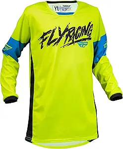 Fly Racing Youth Kinetic Khaos Jersey (Hi-Vis/Black/Cyan) Youth Small