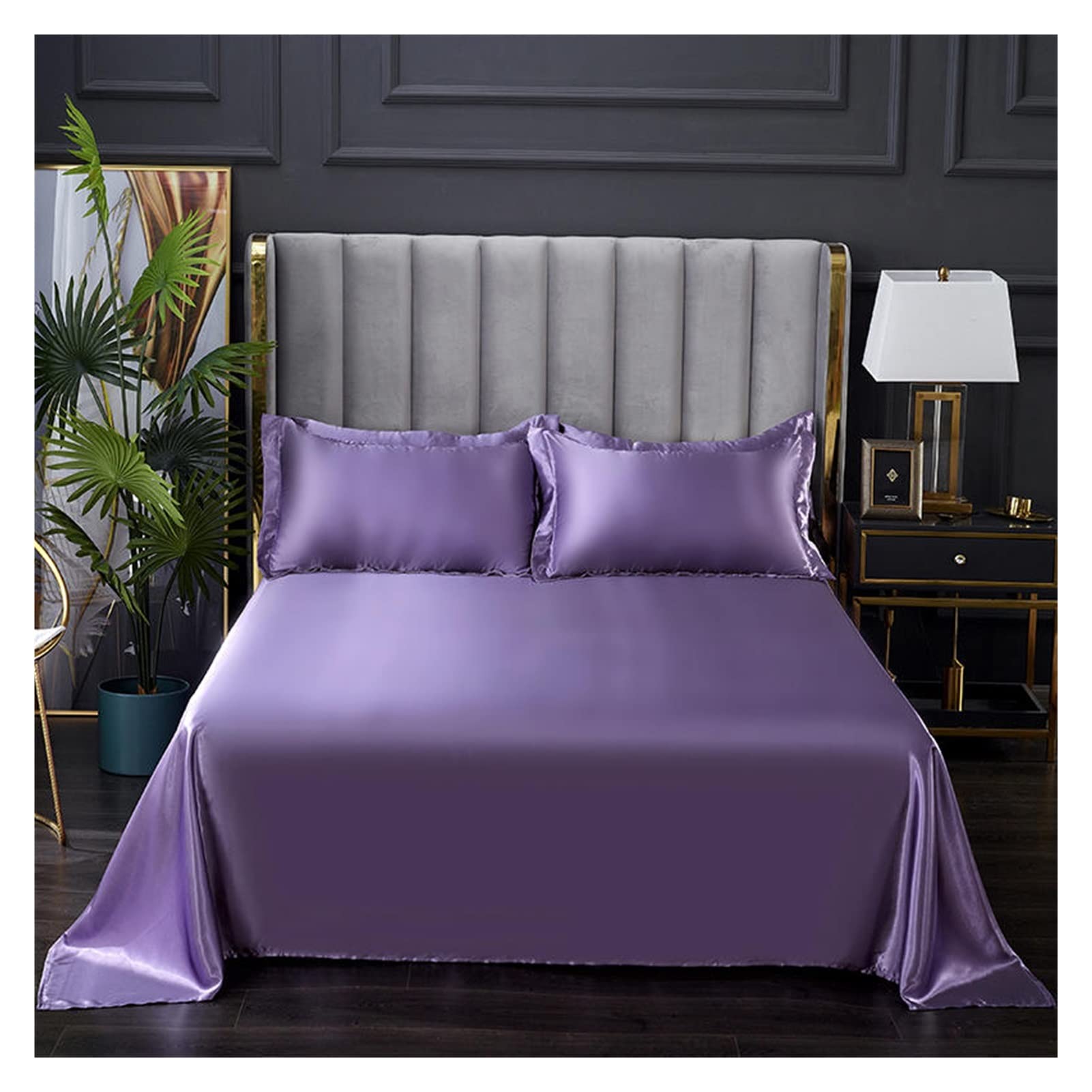 Ice Silk Bed Sheet, Ice Silk Flat Sheet Multicolor Multiple Sizes(Dianyazi,170x230cm 66x90inch)