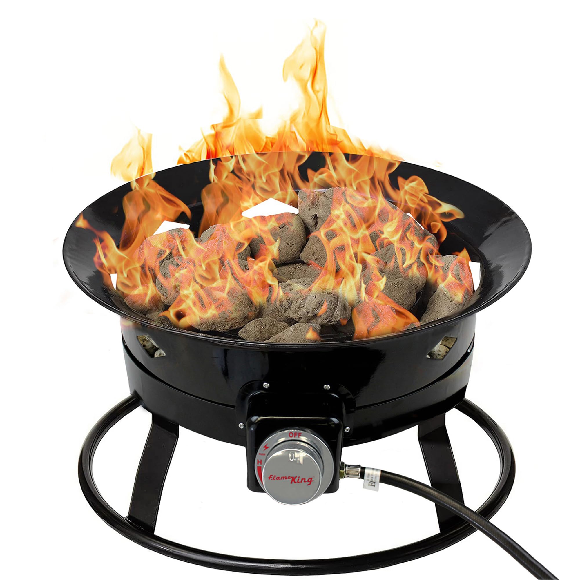 Flame King Smokeless Propane Fire Pit, 19-inch Portable Firebowl, 58K BTU with Self Igniter, Cover, & Carry Straps for RV, Camping, & Outdoor Living-image-39