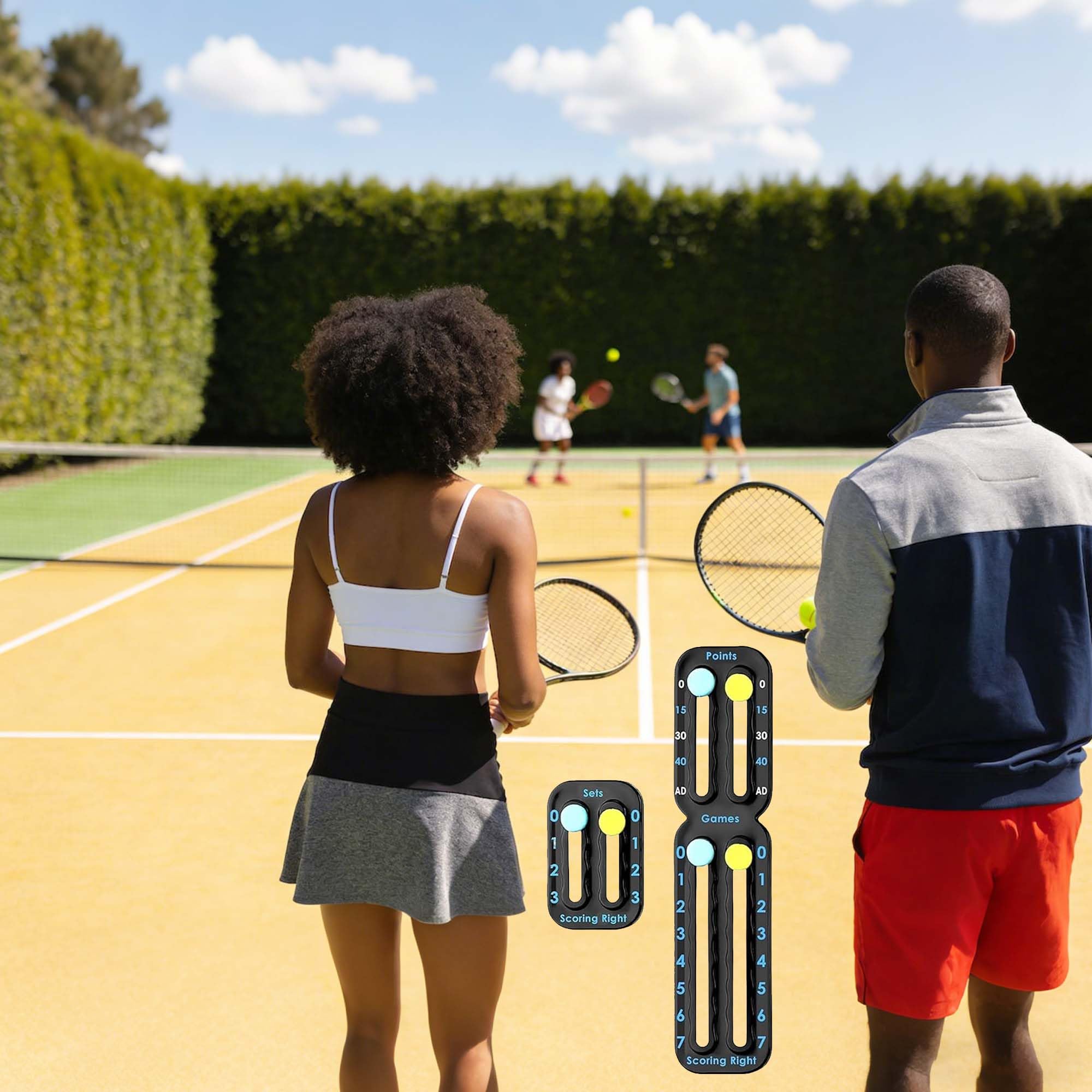 2 Ensembles Marqueur de Raquette de Tennis Portable Record de Tennis Score avec Bandes adhésives Compteur de Scores de Tennis pour Noter Les Points, Les Jeux et Les Sets