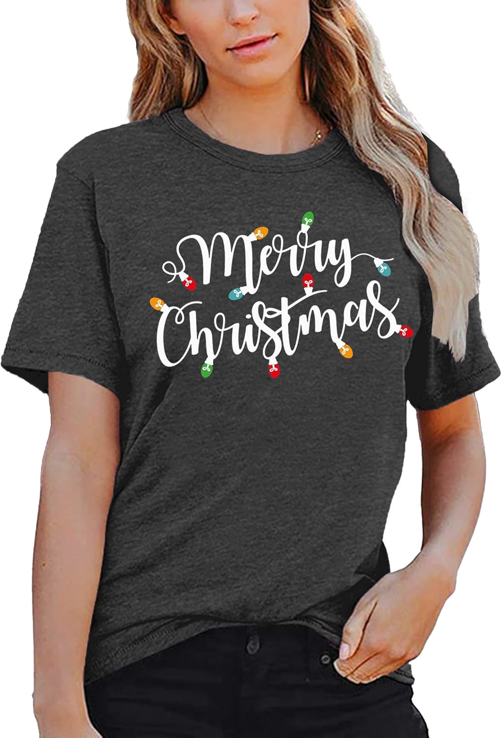 MAIHUN Christmas Shirts Womens Merry Christmas Shirt Xmas Holiday Tshirt Christmas Tree Tee Tops - Image 2