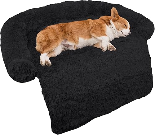 Miniatura 13 de Cama calmante para perro, tapete de felpa esponjosa para perros, protector de muebles con funda extraíble lavable para perros y gatos grandes,