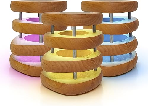 Vista 28 de Friendship Lamp® by Filimin Mid-Century Knotty Alder Wood Design - Wi-Fi Touch Lamp LED Light for Long-Distance, Connection, Relationship, Gift