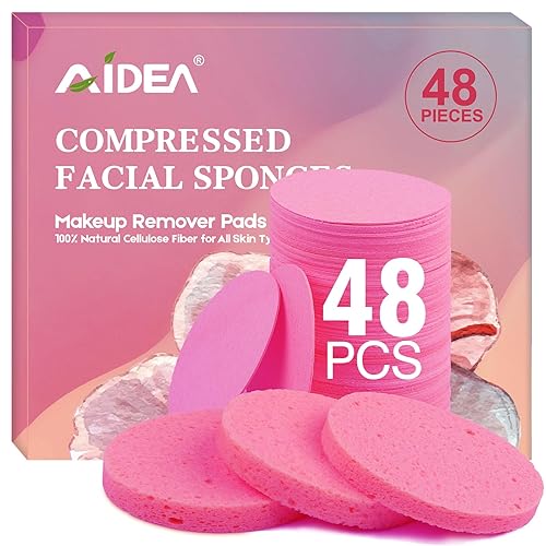 Miniatura 8 de AIDEA - 48 esponjas faciales comprimidas, esponjas faciales desechables, almohadillas reutilizables para quitar maquillaje, esponjas cosméticas de