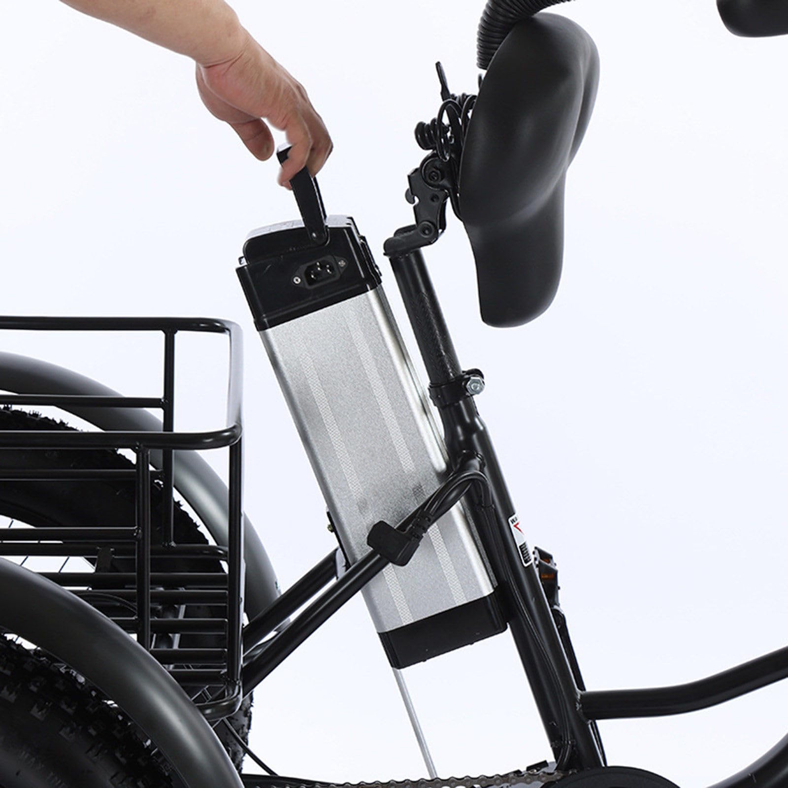 Tricycle électrique Adulte - Charge maximale de 200 kg, vélo Cargo électrique à Gros pneus de 20 Pouces, Batterie Amovible 48 V/12 Ah (autonomie de 35 km), Panier de Courses de 51 x 23 x 30
