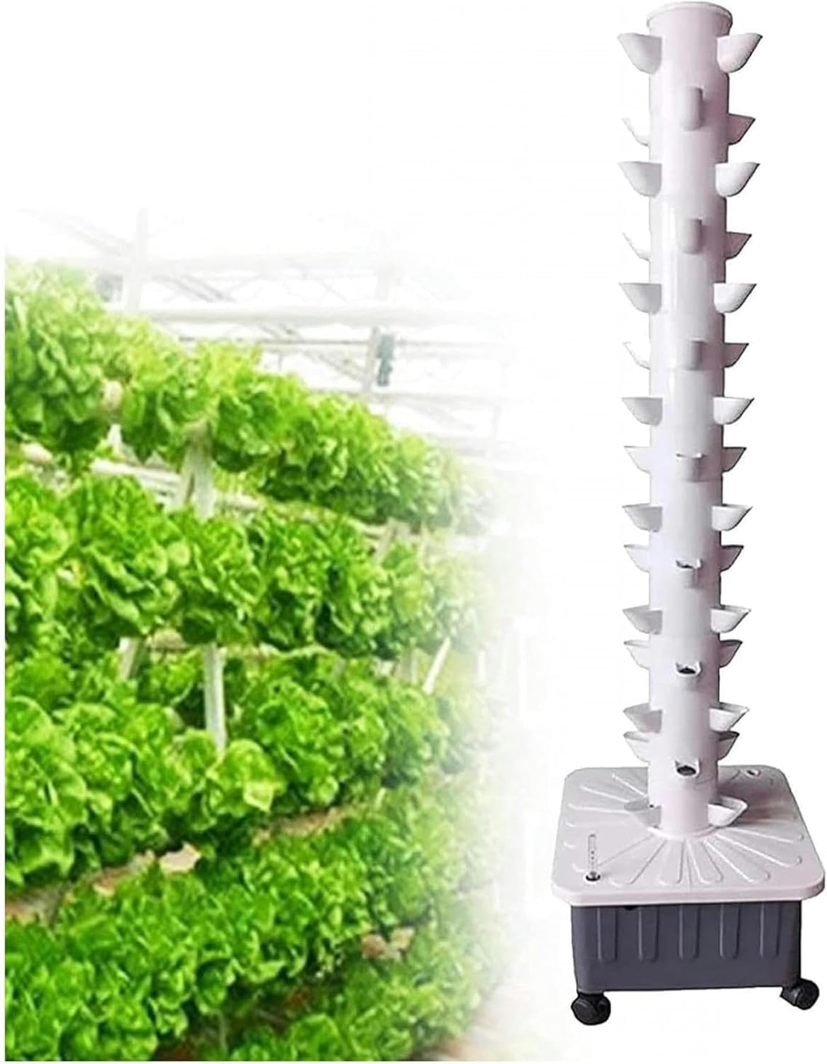 Hydroponic Plantation, Hydroponic Kit, Aquaponia, Vertical Hydroponic: 15 -Layer Hydroponic Tower Set and 45 Holes