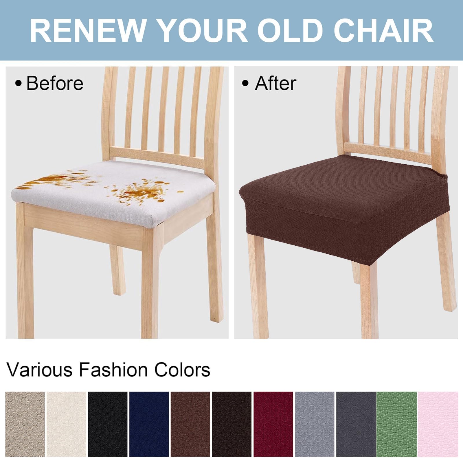 Smiry Stretch Dining Chair Covers - Set of 6 -6