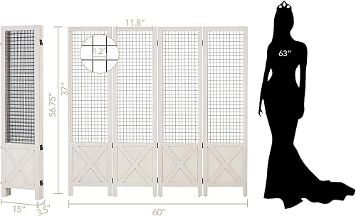 Miniatura 6 de Wnutrees Pantalla de rejilla de 4 paneles, tablero portátil independiente para manualidades, exposiciones de arte, venta al por menor, eventos,