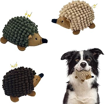 Plush Hedgehog Dog Toys 3 PCS - Squeaky No-Stuffing Hedgehog for Small and Medium Dogs - Keep Your Puppy Busy with Multi-Colored Interactive Toys for Aggressive Chewers