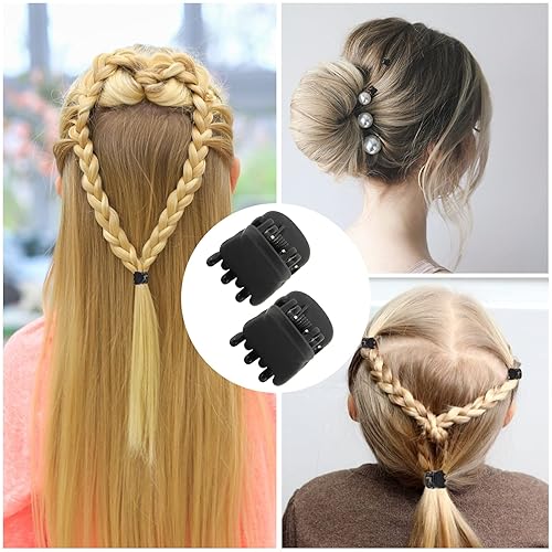 Miniatura 6 de 24 pinzas para el cabello de 0.394 in, pinzas de plástico para el cabello, pinzas de pelo negro mate para niñas, mujeres y niños