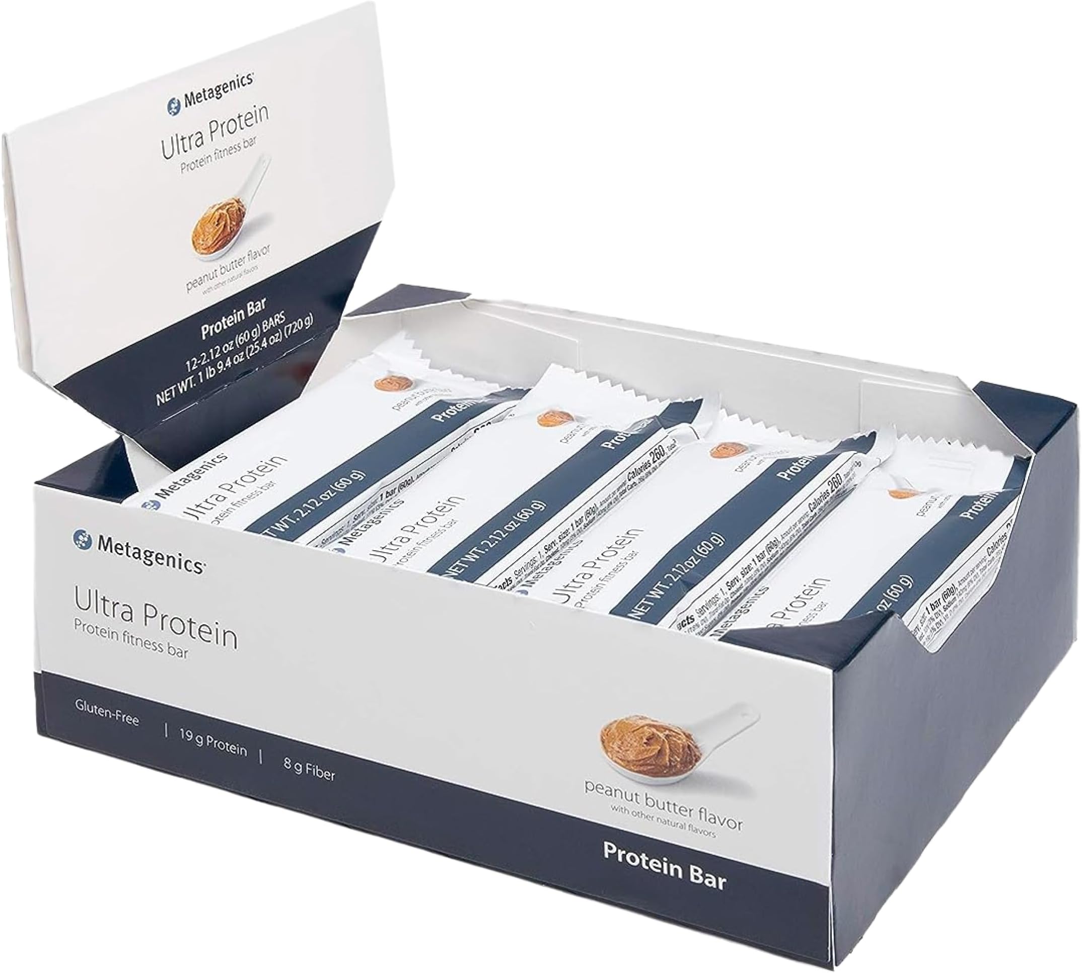 Ultra Protein Bar - Protein Fitness Bar with 19 grams of Protein and 8 grams of Dietary Fiber, Peanut Butter Flavor, 12 Bars