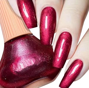 COSMOO Red Pearlescence Glitter Nail Polish 12ml Red Pearlescence Quick Dry Nail Lacquer for Nail Art Varnish 0