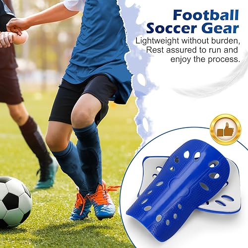 Miniatura 6 de Espinilleras de fútbol, 2 pares de espinilleras de fútbol superligeras y transpirables, equipo de protección para niños y niñas, equipo de fútbol