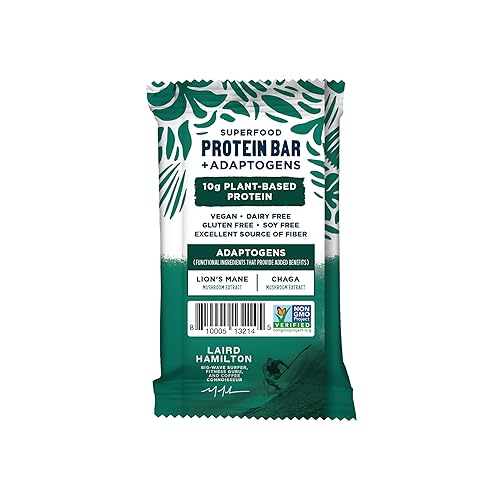 Miniatura 3 de Laird Superfood Barras de proteínas funcionales con adaptógenos, 0.35 oz de proteína vegana a base de plantas, sin OMG, chocolate de menta, 10