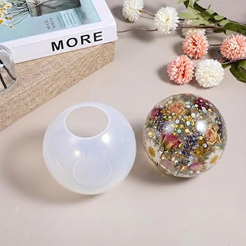 4 inch Large Sphere Resin Mold Silicone Sphere Mold 3D Seamless Silicone Ball Molds for Resin Art Epoxy Resins Candle Soap Bath Bomb Cement Plaster DIY Crafts Flower Keepsakes Home Decor