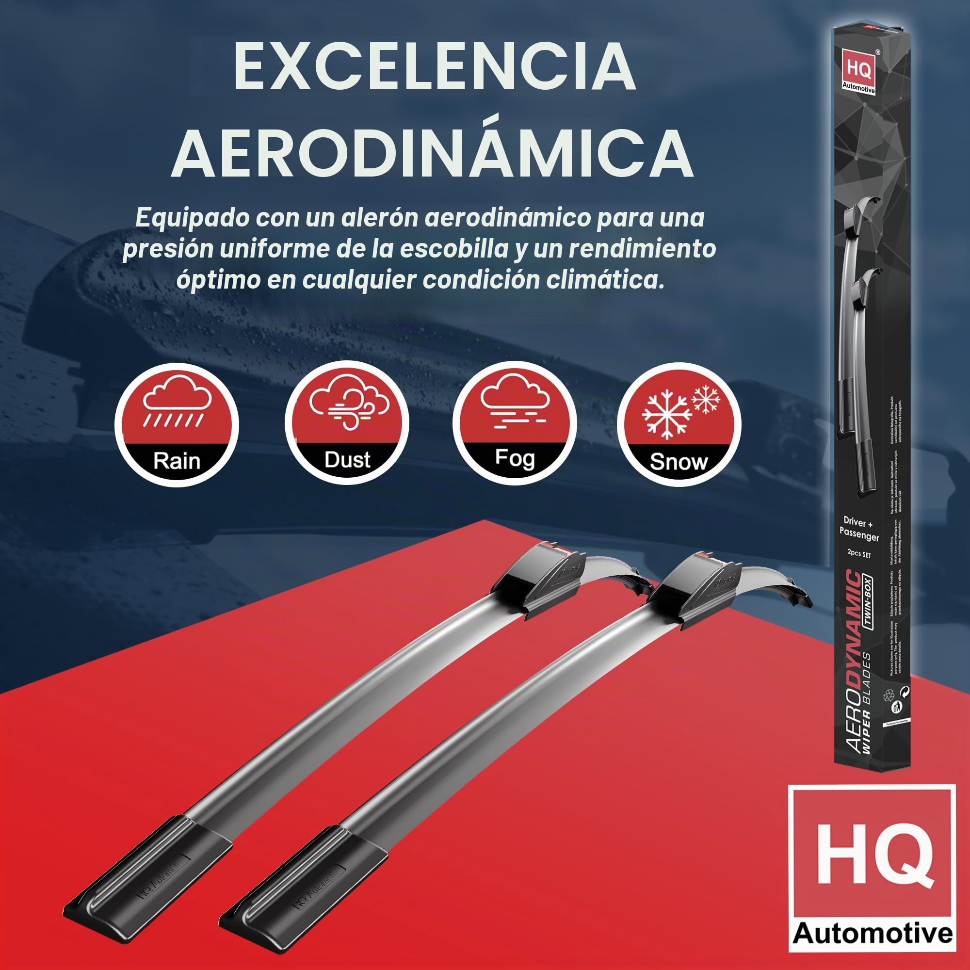HQ Automotive Limpiaparabrisas para Dacia Sandero Stepway Hatchback (2021 y posterior) Kit de repuesto de limpiaparabrisas delanteros