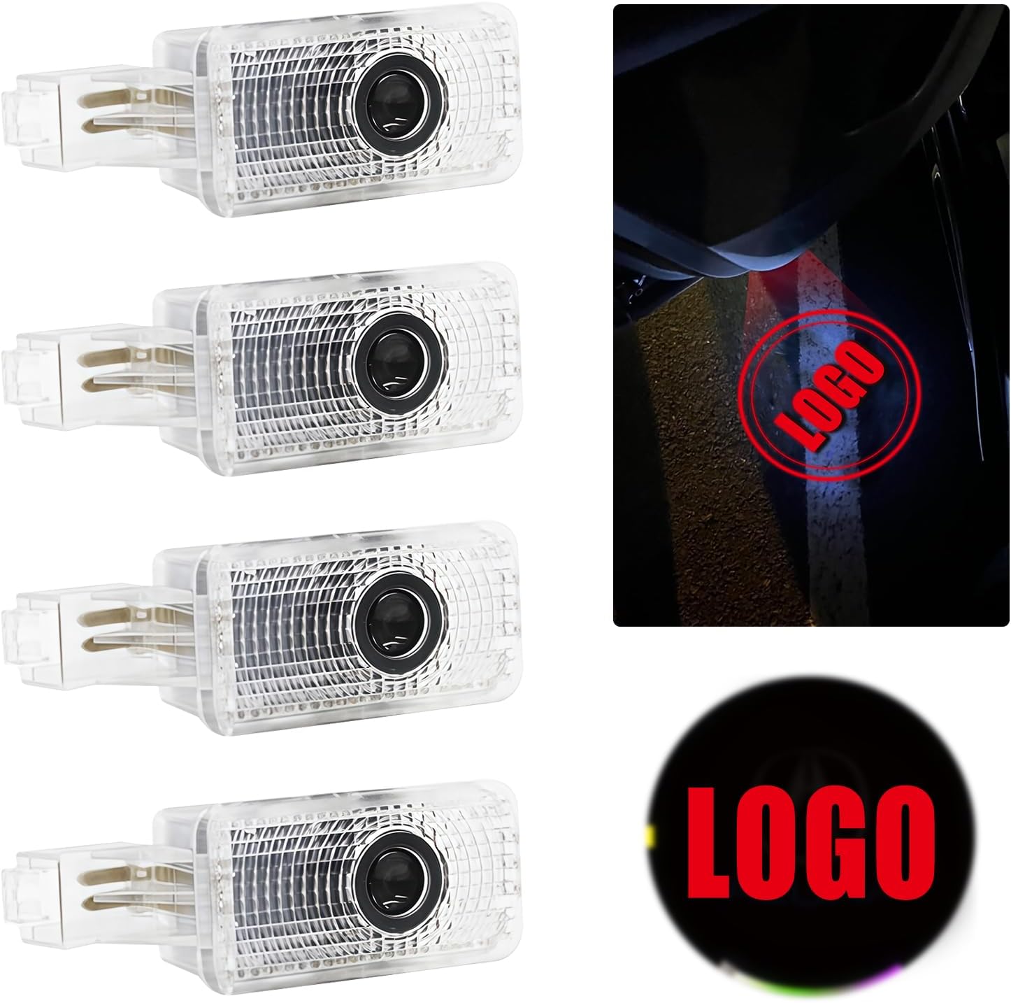 4 Pack Car Led Door Light Logo Projector Compatible with RLX/MDX/ZDX/TLX/TL/RDX Series, HD Welcome Lights Never Fade Door Light LED Puddle Light (Red White)