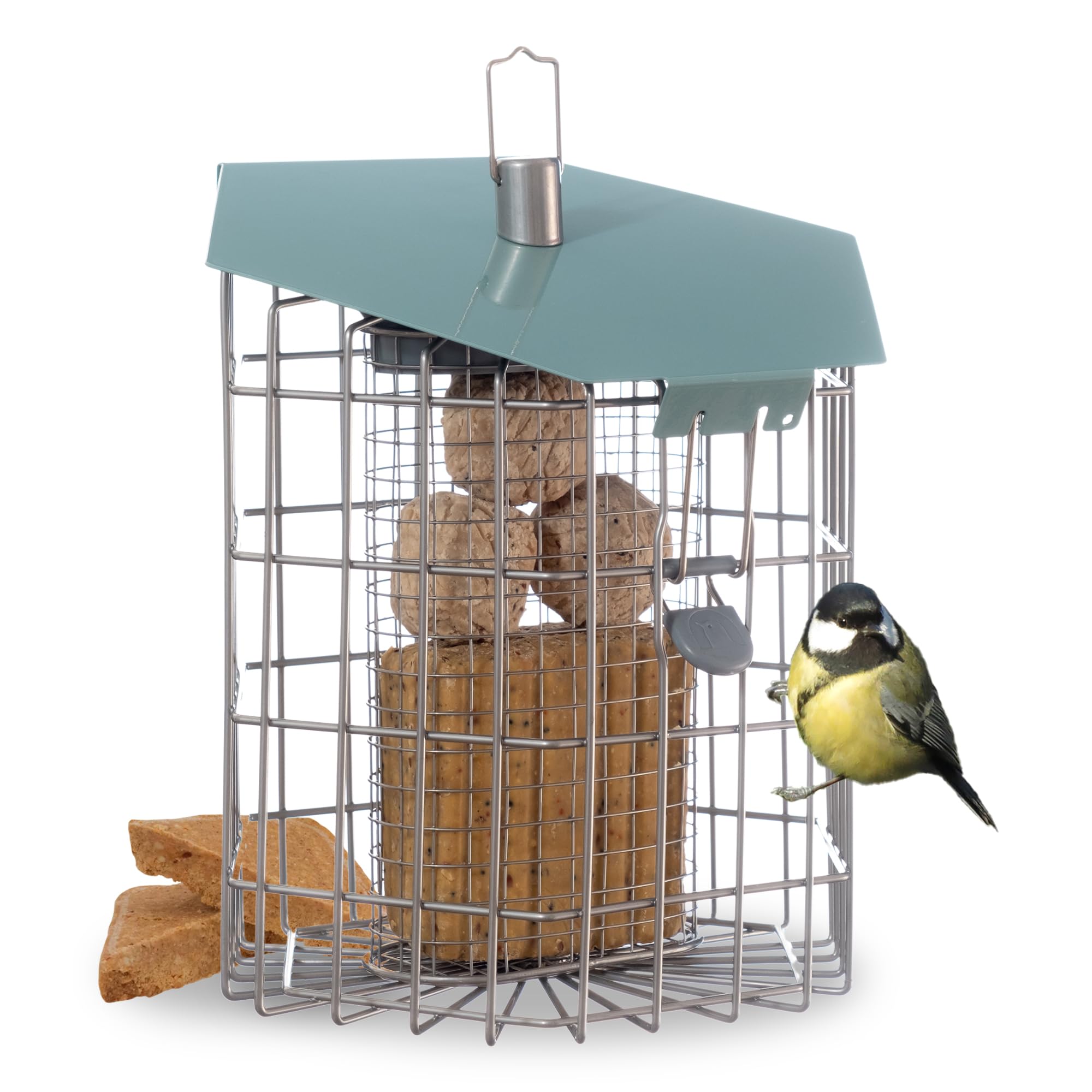 The Nuttery Hexihaus Bird Feeder HXMC01 – Squirrel & Pigeon Proof – Hanging Metal Garden Fat Ball & Suet Feeder – Weather Resistant, Easy to Fill & Clean – For Wild Birds