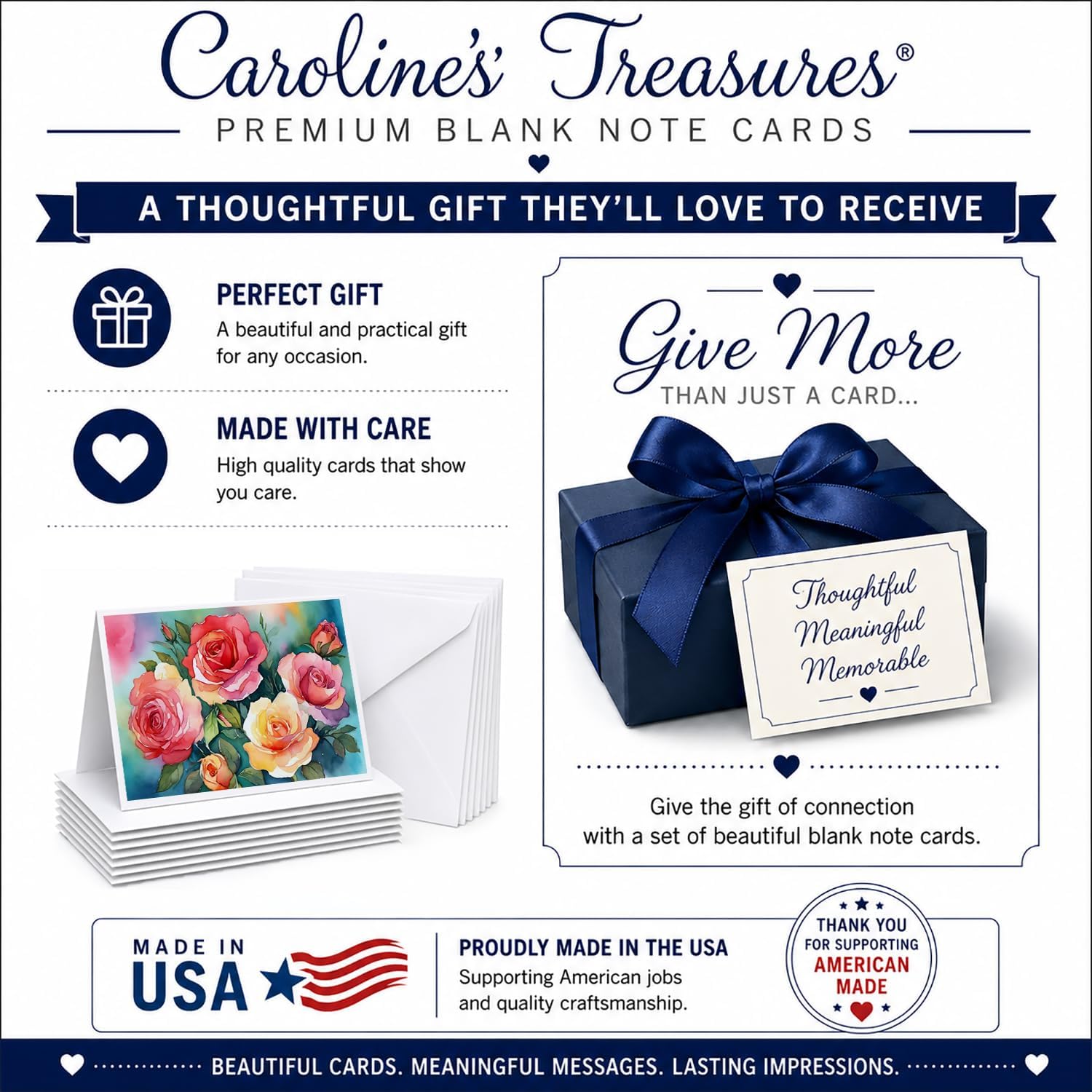 Caroline's Treasures DAC1701GCA7P Oklahoma Roses in Watercolor Greeting Cards and Envelopes Pack of 8 Blank Cards with Envelopes Whimsical A7 Size 5x7 Blank Greeting Cards
